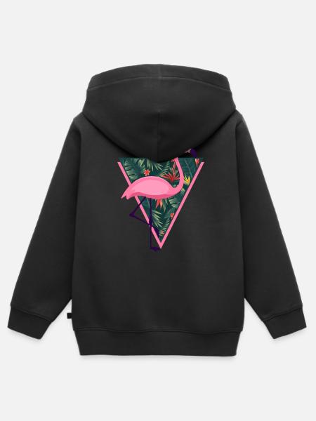 Flamingo Tropical - Kinder Premium Organic Zip Hoodie - Schwarz
