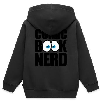 Nerd de bande dessinée - Sweat Premium à capuche zippé enfant bio - noir - Dos - AI Model Kid Male (0cm)