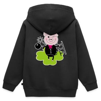 Chimneypig - Kinder Premium Organic Zip Hoodie - Schwarz - Hinten - AI Model Kid Male (0cm)