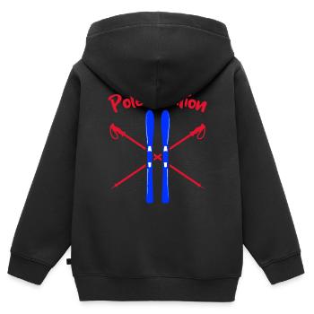 Pole Position, Vacances de ski, Saison de ski, Slalom - Sweat Premium à capuche zippé enfant bio - noir - Dos - AI Model Kid Male (0cm)
