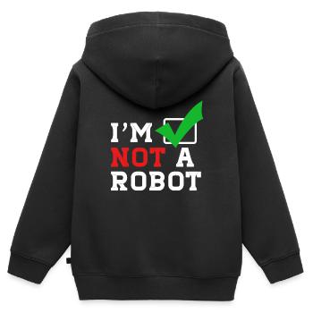 Je ne suis pas un robot sur Internet - Sweat Premium à capuche zippé enfant bio - noir - Dos - AI Model Kid Male (0cm)
