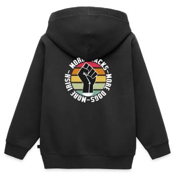 Plus de Noirs Plus de chiens Plus irlandais - Sweat Premium à capuche zippé enfant bio - noir - Dos - AI Model Kid Male (0cm)