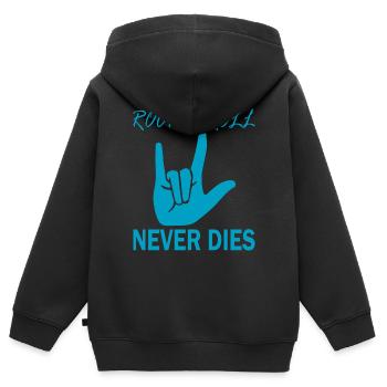Rock Musik Rock and Roll - Sweat Premium à capuche zippé enfant bio - noir - Dos - AI Model Kid Male (0cm)