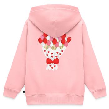 Bouquet de fleurs - Sweat Premium à capuche zippé enfant bio - rose - Dos - AI Model Kid Female (0cm)