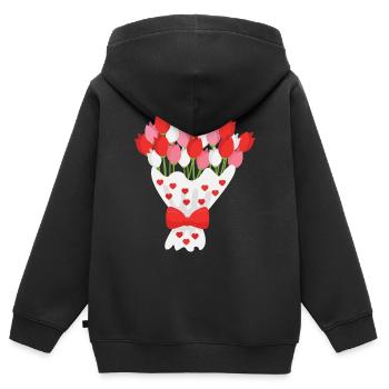 Bouquet de fleurs - Sweat Premium à capuche zippé enfant bio - noir - Dos - AI Model Kid Male (0cm)