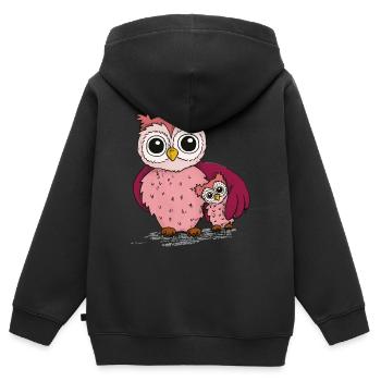 Eule Mutter Kind Beste Mama Nachteule Nachteule - Kinder Premium Organic Zip Hoodie - Schwarz - Hinten - AI Model Kid Male (0cm)