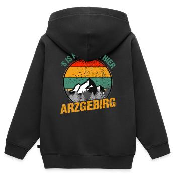 S is fei schie hier - Kinder Premium Organic Zip Hoodie - Schwarz - Hinten - AI Model Kid Male (0cm)