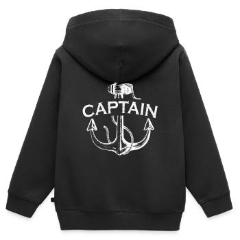 Kapitän Anker Seefahrer Bootfahrer - Kinder Premium Organic Zip Hoodie - Schwarz - Hinten - AI Model Kid Male (0cm)