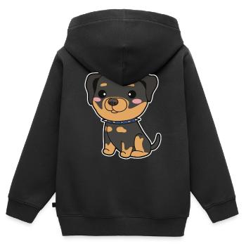 M. Rottweiler - Sweat Premium à capuche zippé enfant bio - noir - Dos - AI Model Kid Male (0cm)