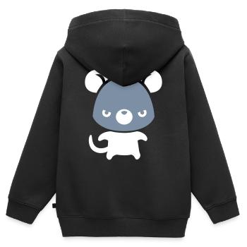 Bubu Rat - Sweat Premium à capuche zippé enfant bio - noir - Dos - AI Model Kid Male (0cm)