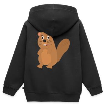 Biber - Kinder Premium Organic Zip Hoodie - Schwarz - Hinten - AI Model Kid Male (0cm)