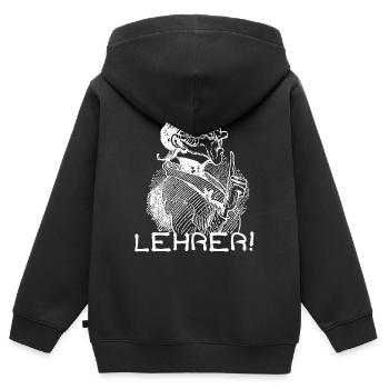 Lehrer Lehrkraft | Wilhelm Busch Lehrer Lämpel - Kinder Premium Organic Zip Hoodie - Schwarz - Hinten - AI Model Kid Male (0cm)