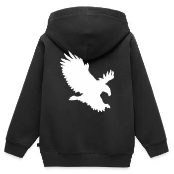 Adler im Anflug - Kinder Premium Organic Zip Hoodie - Schwarz - Hinten - AI Model Kid Male (0cm)