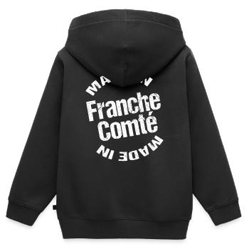 Made in Franche Comté blc - Sweat Premium à capuche zippé enfant bio - noir - Dos - AI Model Kid Male (0cm)