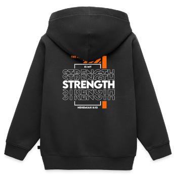 Die Freude des Herrn - Kraft - Kinder Premium Organic Zip Hoodie - Schwarz - Hinten - AI Model Kid Male (0cm)