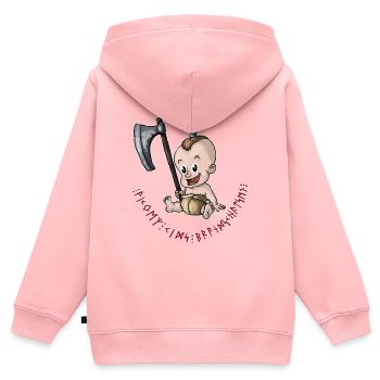 Viking Bébé 1 - Sweat Premium à capuche zippé enfant bio - rose - Dos - AI Model Kid Female (0cm)