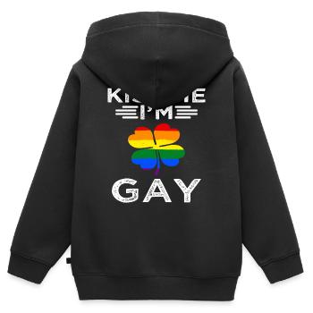 Kiss me I´m Gay - Kinder Premium Organic Zip Hoodie - Schwarz - Hinten - AI Model Kid Male (0cm)