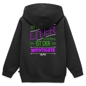 bday tasse verschlafen geburtstagsgeschenkidee - Kinder Premium Organic Zip Hoodie - Schwarz - Hinten - AI Model Kid Male (0cm)