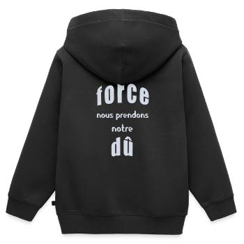 Par la force nous prendrons notre dû - Sweat Premium à capuche zippé enfant bio - noir - Dos - AI Model Kid Male (0cm)
