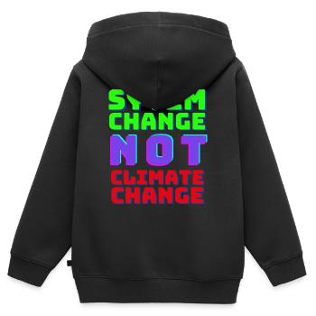 Le changement de système et non le changement climatique - Sweat Premium à capuche zippé enfant bio - noir - Dos - AI Model Kid Male (0cm)