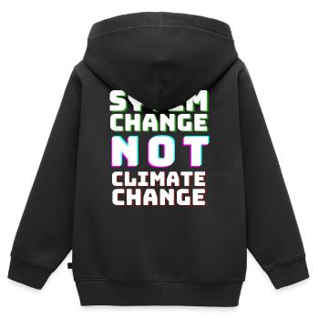 Le changement de système et non le changement climatique - Sweat Premium à capuche zippé enfant bio - noir - Dos - AI Model Kid Male (0cm)