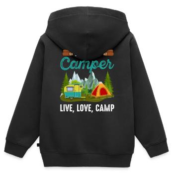 Camping Campingplatz zelten Zelt Wohnwagen glampin - Kinder Premium Organic Zip Hoodie - Schwarz - Hinten - AI Model Kid Male (0cm)