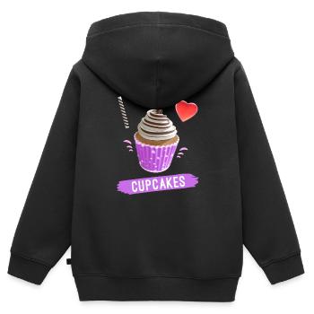 Süßer Cupcake Backen "I Love Cupcakes" - Kinder Premium Organic Zip Hoodie - Schwarz - Hinten - AI Model Kid Male (0cm)
