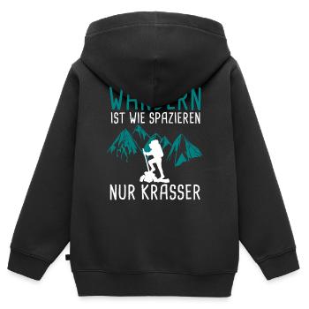 Wandern ist wie spazieren - Kinder Premium Organic Zip Hoodie - Schwarz - Hinten - AI Model Kid Male (0cm)