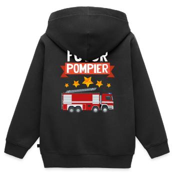 Bébé et Enfant Futur pompier Mon Petit héros - Sweat Premium à capuche zippé enfant bio - noir - Dos - AI Model Kid Male (0cm)