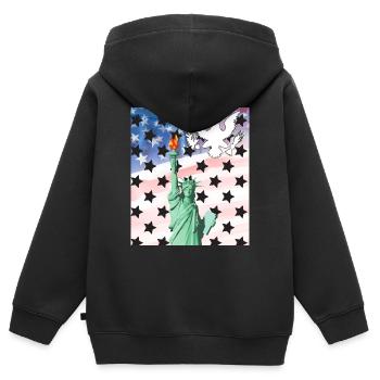 USA, Freiheitsstatue - Kinder Premium Organic Zip Hoodie - Schwarz - Hinten - AI Model Kid Male (0cm)