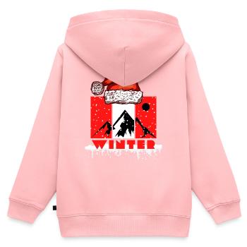 winter - Kinder Premium Organic Zip Hoodie - Rosa - Hinten - AI Model Kid Female (0cm)