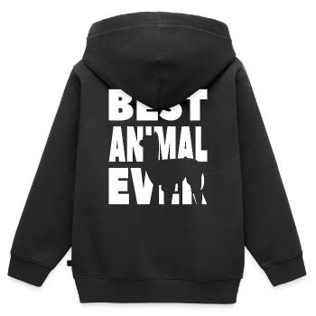 ALPAGA ALPAGA LAMA LAMA Meilleur animal de tous les temps - Sweat Premium à capuche zippé enfant bio - noir - Dos - AI Model Kid Male (0cm)