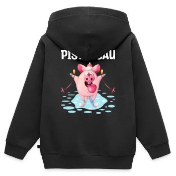 Pistensau Ski fahren Urlaub Geschenk - Kinder Premium Organic Zip Hoodie - Schwarz - Hinten - AI Model Kid Male (0cm)