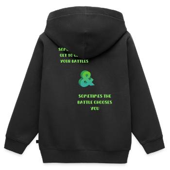 Wähle deine Schlachten - Kinder Premium Organic Zip Hoodie - Schwarz - Hinten - AI Model Kid Male (0cm)