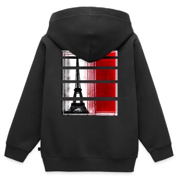 Paris Eiffelturm Modern Casual Style - Kinder Premium Organic Zip Hoodie - Schwarz - Hinten - AI Model Kid Male (0cm)
