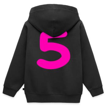 5 ans anniversaire rose - Sweat Premium à capuche zippé enfant bio - noir - Dos - AI Model Kid Male (0cm)