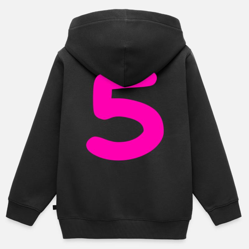 5 ans anniversaire rose - Sweat Premium à capuche zippé enfant bio - noir