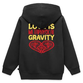 L’AMOUR EST LA GRAVITÉ MÉTAPHYSIQUE COEUR - Sweat Premium à capuche zippé enfant bio - noir - Dos - AI Model Kid Male (0cm)