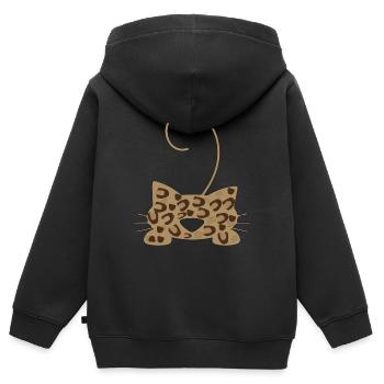 Masque de léopard, masque de léopard - Sweat Premium à capuche zippé enfant bio - noir - Dos - AI Model Kid Male (0cm)
