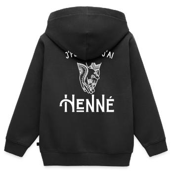 je peux pas j'ai henné - Sweat Premium à capuche zippé enfant bio - noir - Dos - AI Model Kid Male (0cm)