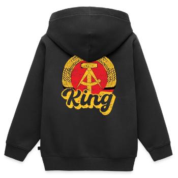DDR Nostalgie King Geschenk - Kinder Premium Organic Zip Hoodie - Schwarz - Hinten - AI Model Kid Male (0cm)