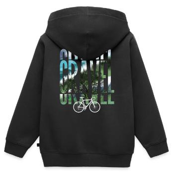 Schotter, Mountainbike, Leidenschaft Radfahren, Radfahrer - Kinder Premium Organic Zip Hoodie - Schwarz - Hinten - AI Model Kid Male (0cm)