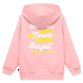 Saint Valentin Homme Humour Papa Anniversaire - Sweat Premium à capuche zippé enfant bio - rose - Dos - AI Model Kid Female (0cm)