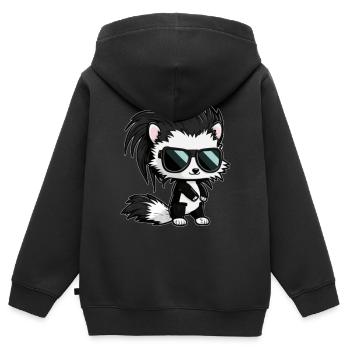 Comic skunk in cool with retro sunglasses - Kids Premium Organic Zip-up Hoodie - black - Back - AI Model Kid Male (0cm)