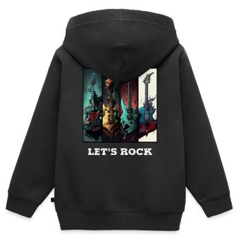 Lets rock - Sweat Premium à capuche zippé enfant bio - noir - Dos - AI Model Kid Male (0cm)