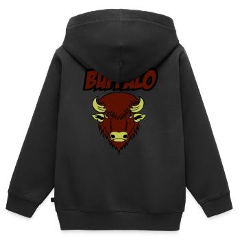 buffle 001 - Sweat Premium à capuche zippé enfant bio - noir - Dos - AI Model Kid Male (0cm)