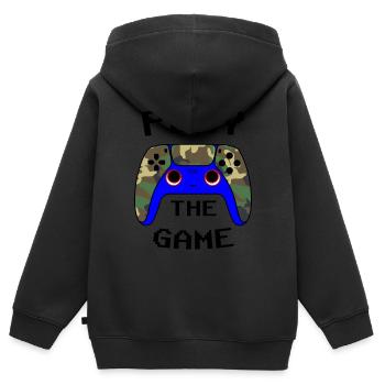 Controller Camo - Kinder Premium Organic Zip Hoodie - Schwarz - Hinten - AI Model Kid Male (0cm)