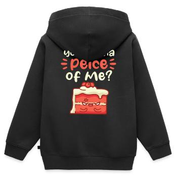 Tu veux un morceau de moi Motif - Sweat Premium à capuche zippé enfant bio - noir - Dos - AI Model Kid Male (0cm)
