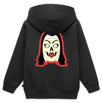 Bonne soeur diabolique - Sweat Premium à capuche zippé enfant bio - noir - Dos - AI Model Kid Male (0cm)