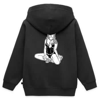 Polizistin // Illustration - Kinder Premium Organic Zip Hoodie - Schwarz - Hinten - AI Model Kid Male (0cm)